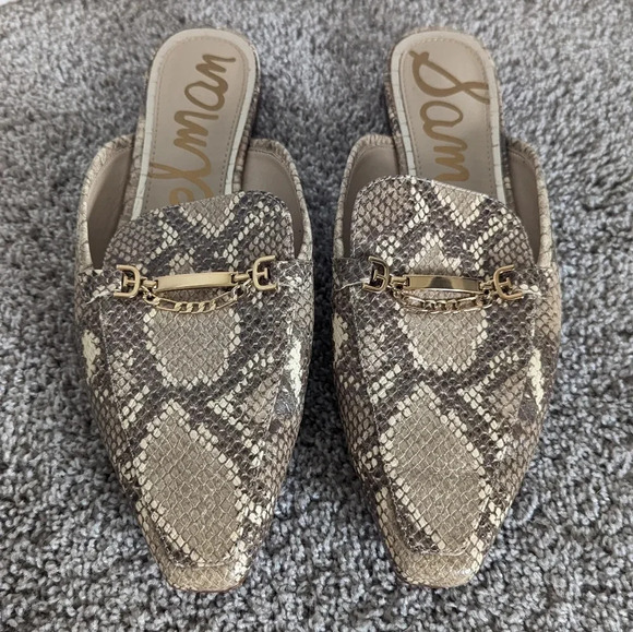 Sam Edelman Evelan Snake Skin Mules with Gold Chain sz 11 - Picture 2 of 5